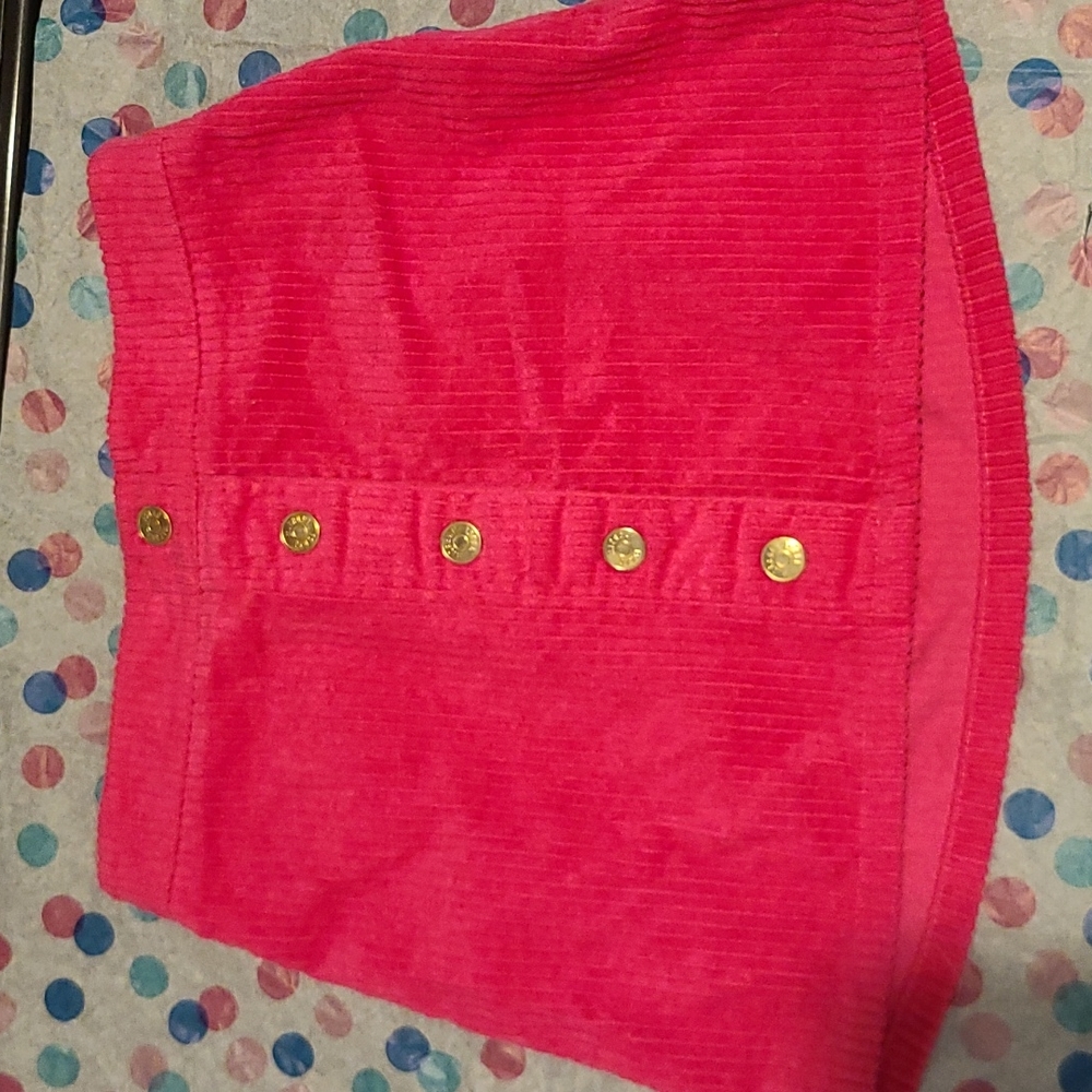 Isaac Mizrahi Pink Corduroy Skirt with Gold Buttons